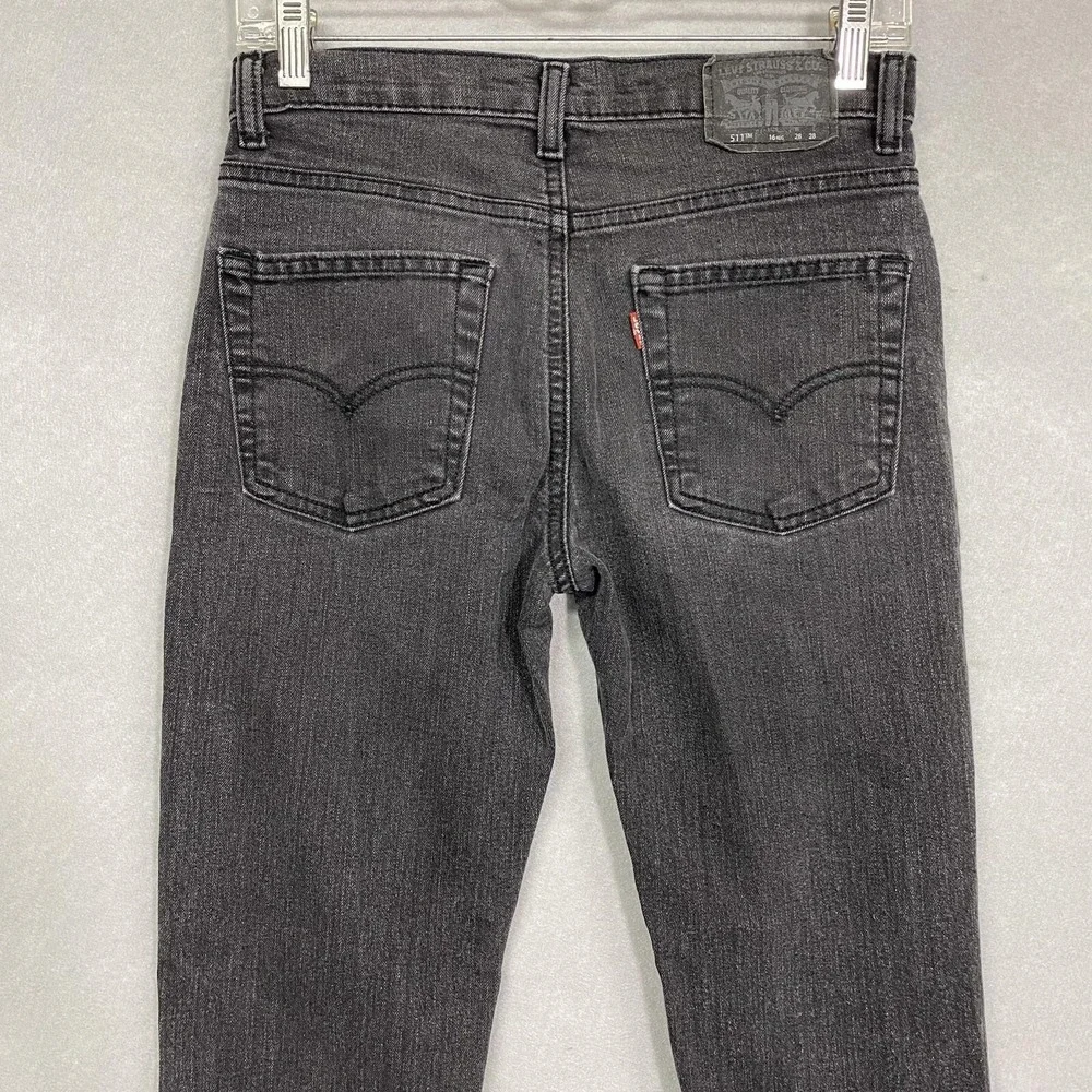 Levi’s 511 Slim Jeans Boys 16 Reg 28x28 Black Acid Wash Denim Everyday Wear Play